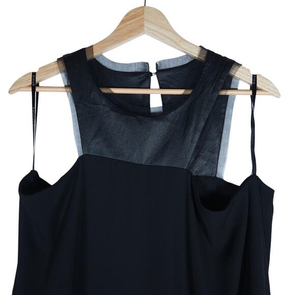 Atina Cristina Womens Tank Top M Black Asymmetrical Sheer Mesh Y2K Gothic Chic - Picture 4 of 15